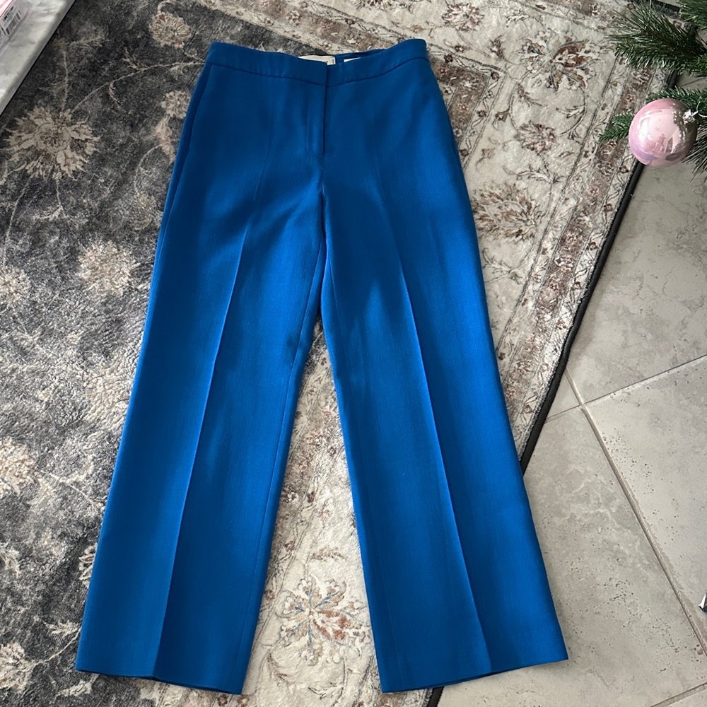 Lafayette 148 New York Dalton Wool Vibrant Blue Wide Leg Pants